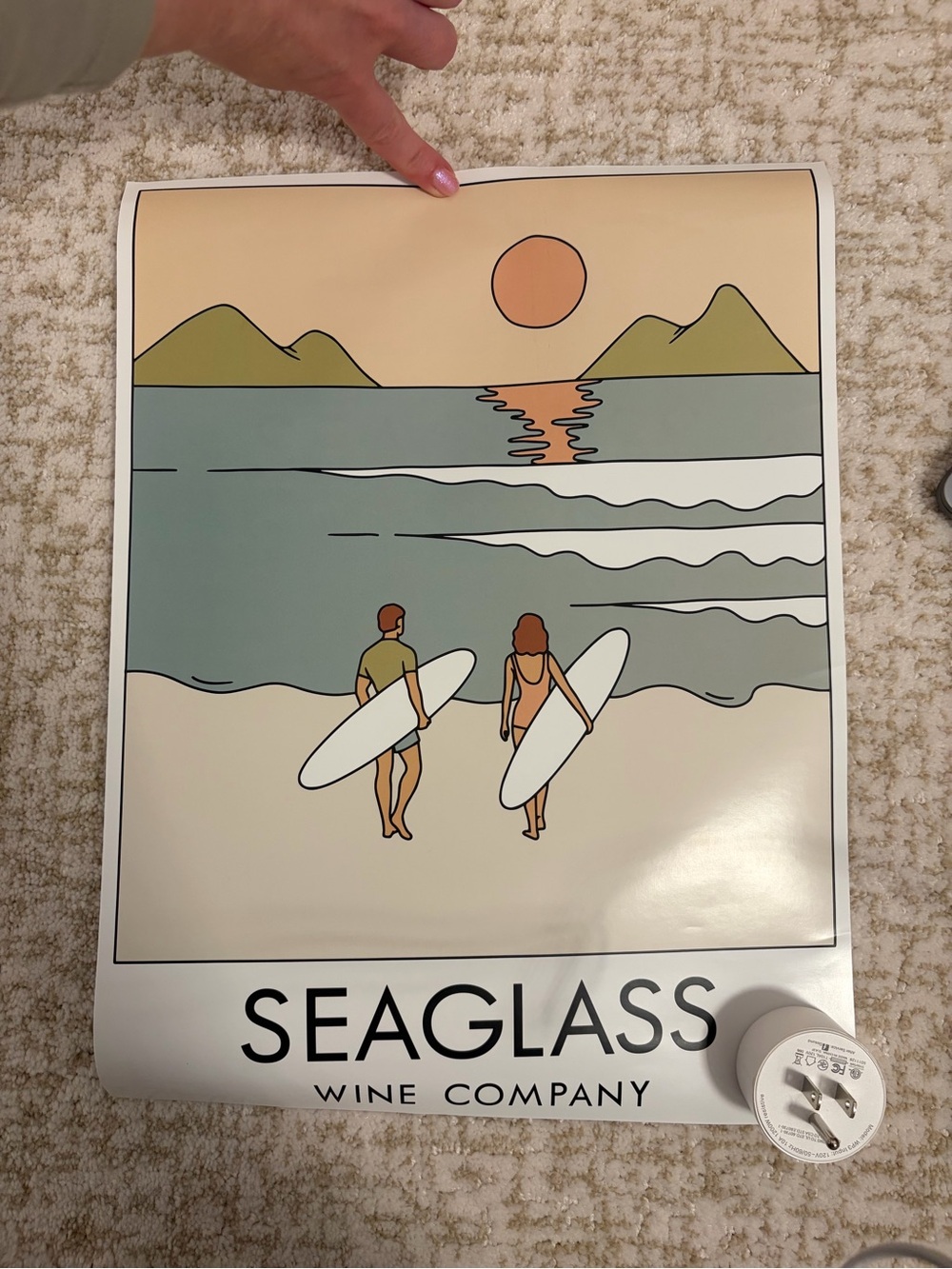 SEAGLASS Wine Company Beach Surf Poster - New